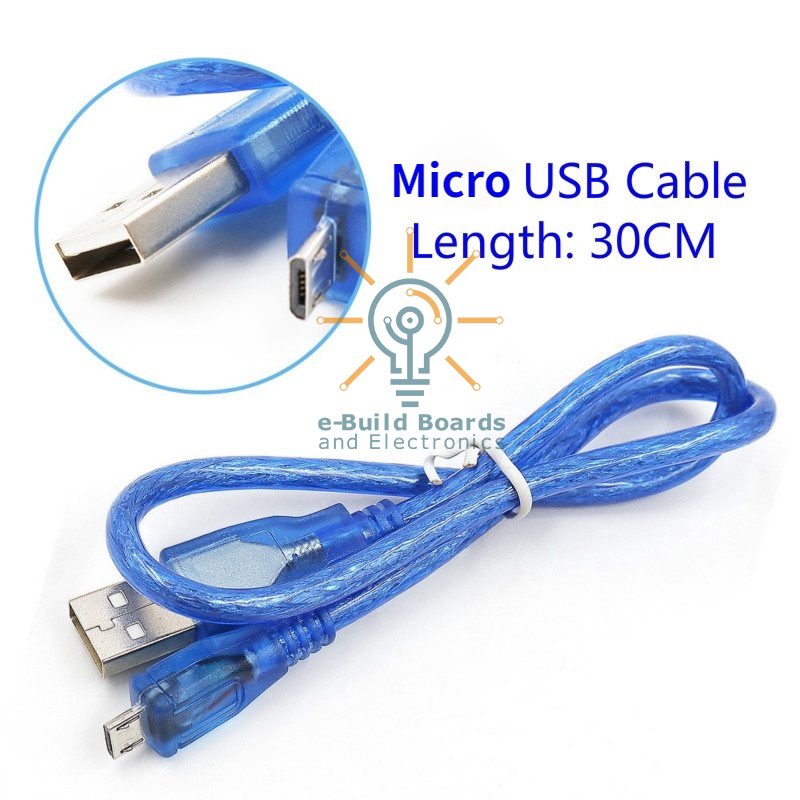 USB Micro Cable for Programming Arduino, Rpi Boards, 30cm