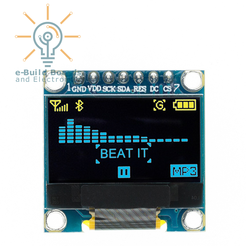 OLED Display Module, 0.96in 128x64 7pin SPI Yellow Blue